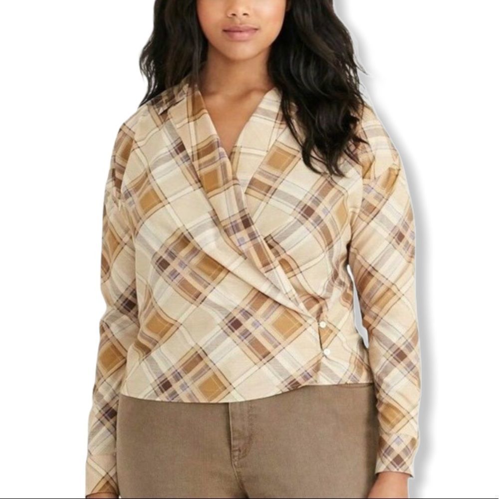 Lauren Ralph Lauren Riatana Plaid Surplice Blouse